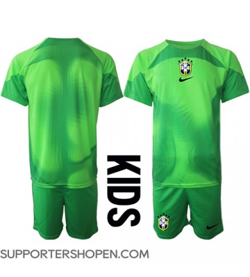Brasilien Målvakt Bortatröja Barn VM 2022 Kortärmad (+ korta byxor)